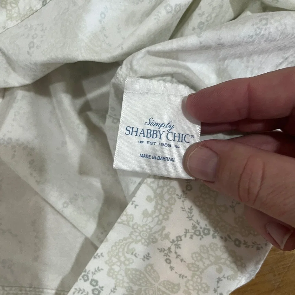 Simply Shabby Chic King Pillowcase Floral‎ Paisley Lace Print White Beige Cotton